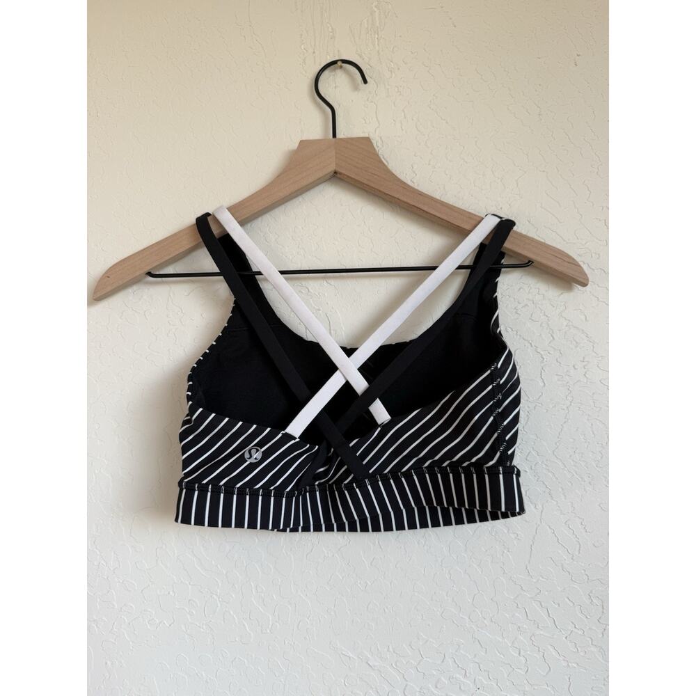 Lululemon Energy Sports Bra Black And White Stripe Strappy Size 6